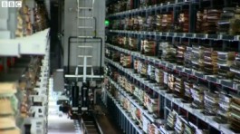 screenshot reportage op BBC news "Inside British Library's low-oxygen archive"