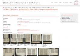 Schermafbeelding van een record in handschriften databank MMFC