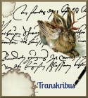 Logo Transkribus met historisch document en een jackalope