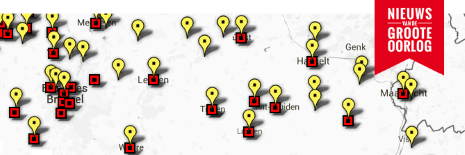 Kaart met gele en rode markeringen